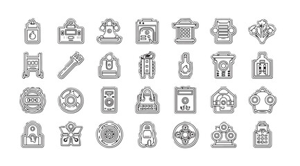 Vector art of steampunk line icons