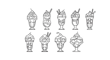 Vector art of ice cream line icons