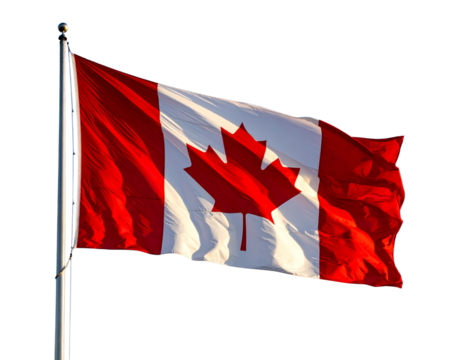 Billowing Canadian Flag – Patriotic Maple Leaf PNG - Powered by Adobe
