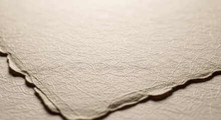 Textured Paper with Torn Edge, Beige Tones, Close-up.