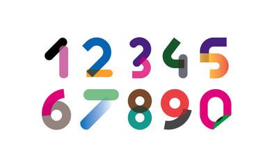 Geometric Colorful Digits Vector Set