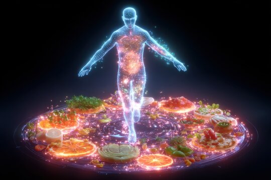 Gastronomic exploration of culinary delights digital realm 3d rendering surreal environment dynamic viewpoint