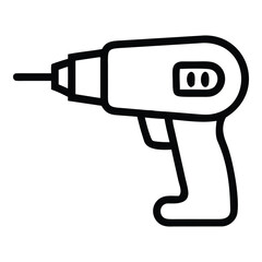 Outline of a handheld electric drill tool icon simple line art for construction and diy projects vector