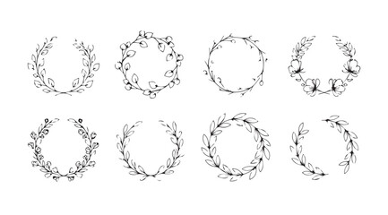 Obraz premium Vector art of set of floral wreaths
