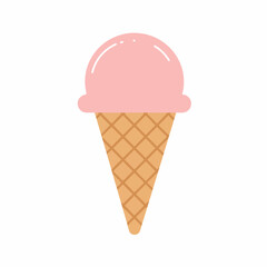 Simple Flat Style Sweet Ice Cream Cone Dessert Illustration Design