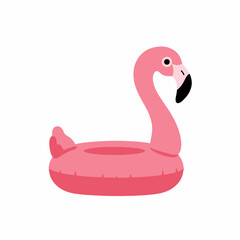Flat Design Pink Flamingo Inflatable Swimming Pool Float Illustration Graphic