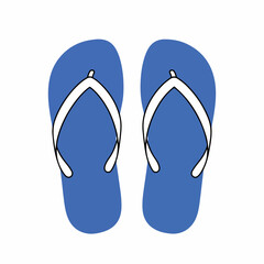 Simple Flat Blue Flip Flops Summer Beach Footwear Illustration