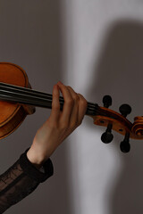 Violinist practicing skillfully in a serene indoor setting during evening hours