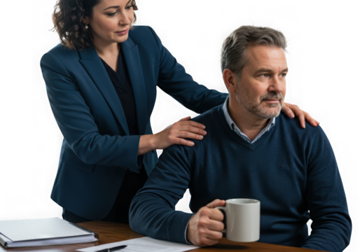 Businesswoman offering support to a colleague isolated on transparent background