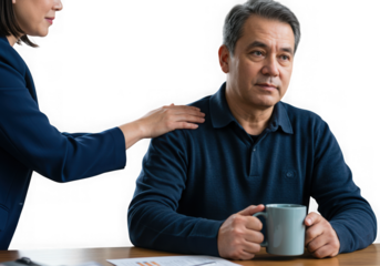 Businesswoman comforting a colleague isolated on transparent background