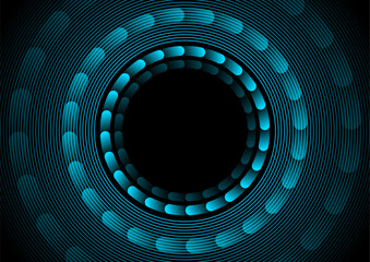 Dark blue minimal hi-tech geometric background with linear circles. Vector design