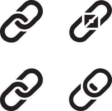 Minimalist Chain Link Icon Set &ndash; Black Connection Symbols in 2x2 Grid Design 