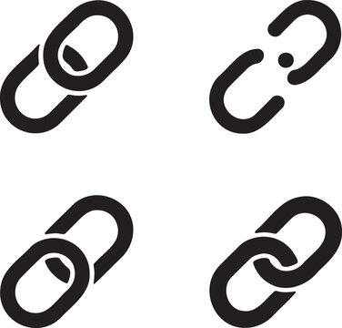 Minimalist Chain Link Icon Set &ndash; Black Connection Symbols in 2x2 Grid Design 