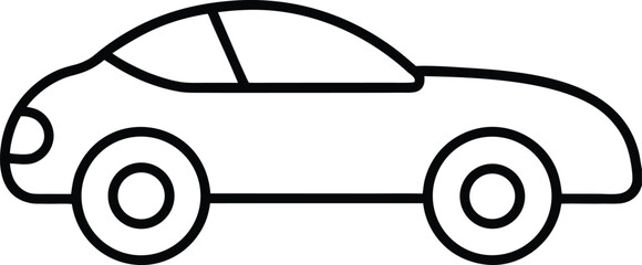 Simple Black and White Line Art Icon of a Sports Car
