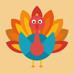 Autumn Leaf Turkey Vector Illustration