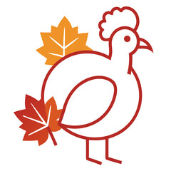 Minimalist Turkey with Autumn Leaves Vector