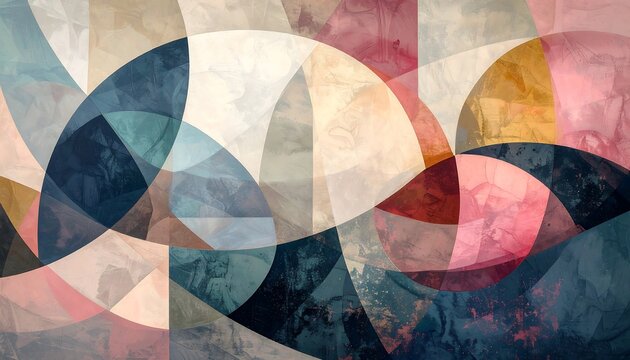 Abstract art with overlapping shapes and colors