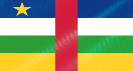 Fototapeta premium Fabric Cloth Texture Overlay On The Central African Republic Flag