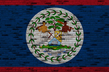 Brown Brick Wall Texture Grunge Background Overlay On The Belize  Flag