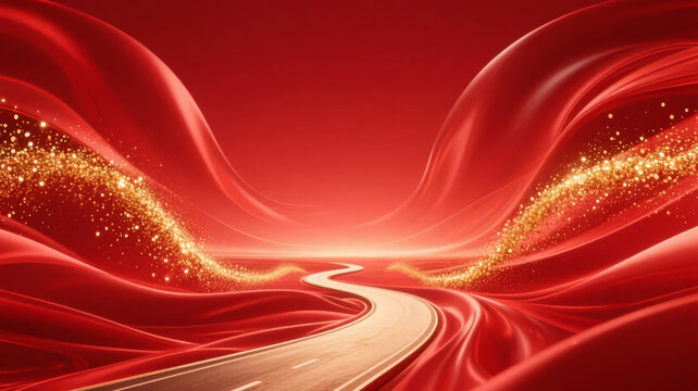Annual meeting grand ceremony red silk road awards party festive background