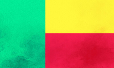 Watercolor Abstract Background Benin Flag
