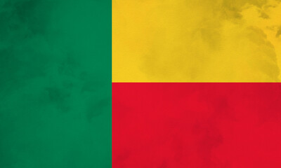 Hand Painted Watercolor Gray Background Benin Flag