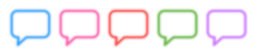 Speech bubble neon icon isolated, Glowing chat symbol, Bright message balloon, Luminous talk box, or Shiny dialog marker vector illustration © masudrwd