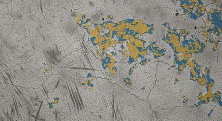 Weathered Concrete Wall with Peeling Paint Texture