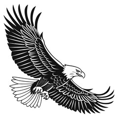 Flying Eagle Color full with Spread Wings – Powerful Bird Illustration.