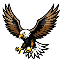 Flying Eagle Color full with Spread Wings – Powerful Bird Illustration.