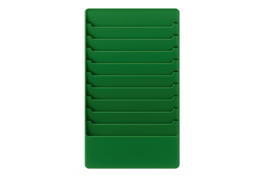 Green plastic wall mounted document file organizer