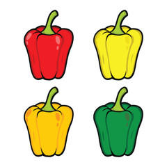 Red Yellow Green Bell Peppers Set