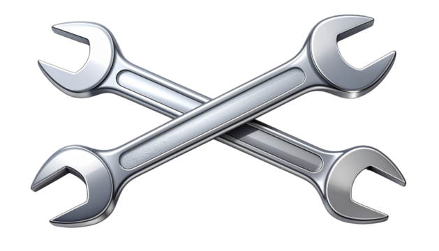 Dual Metallic Wrench Illustrations for Handyman Tools isolated on transparent background