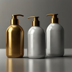 Skincare white plastic beauty bottles for mockup