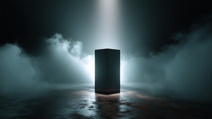 White pillow box with fine vertical texture on beige background