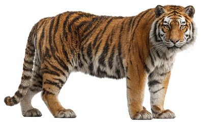 Obraz premium 3d render of a wild tiger portrait with realistic detailed face and striped fur animal illustration isolated on white background