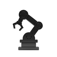 Robotic Arm Black Mechanical Structure on White Background
