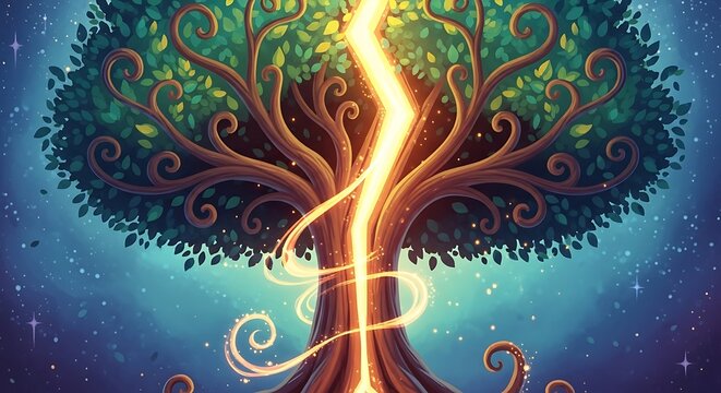 Enchanted Tree of Life with Glowing Energy and Mystical Aura.