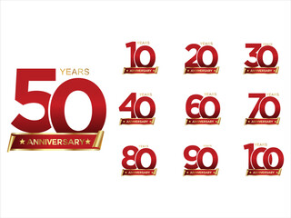 Set of Anniversary logotype design, Anniversary Logo golden laurel for celebration event, invitation, greeting, Infinity logo vector illustration, web template, flyer 