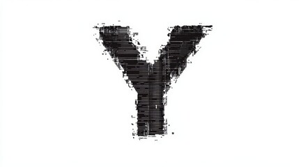 A large, glitchy letter Y designed in a thin hacker font, emphasizing digital distortion and modern graphic art principles