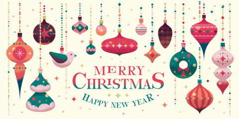 Modern vector illustration, greeting card, party invitation card, website banner. Merry Christmas and Happy New Year.