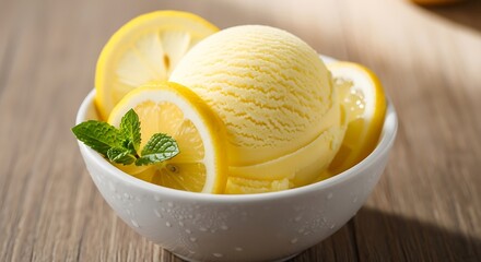 Lemon Ice Cream Delight - Refreshing Dessert in a Bowl.