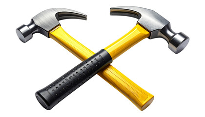 Dual Tool Clipart Illustrations Featuring Yellow-Handled Hammers isolated on transparent background
