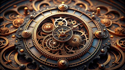 Obraz premium 3D illustration of abstract geometric composition,digital art works. Computer generated graphics.Antique clock isolated on a white background. 3d render.