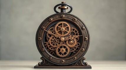 3D illustration of abstract geometric composition,digital art works. Computer generated graphics.Antique clock isolated on a white background. 3d render.