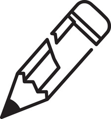 Minimal Broken Pencil Silhouette Black Vector Design for Creative Artwork