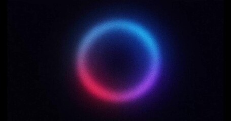 Looping abstract animated background, noisy neon blue, red and violet gradient ring pulsing and shifting - Powered by Adobe