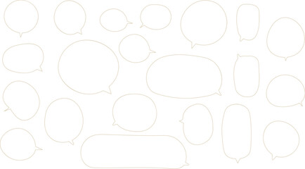 The bubbles are drawn in a hand-drawn or casual vector style, showcasing a wide variety of shapes and sizes.　Orange color.