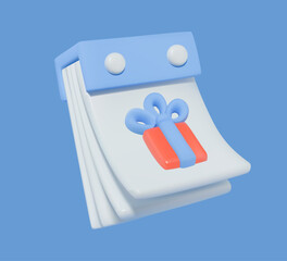 Calendar with gift 3D vector icon