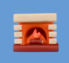 Fireplace 3D vector icon